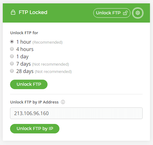 Controles de bloqueo de FTP