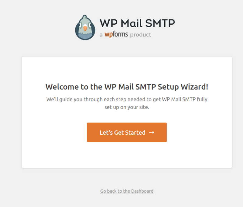 Pantalla de bienvenida del plugin WP Mail SMTP