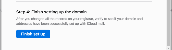 Botón para finalizar la configuración en iCloud