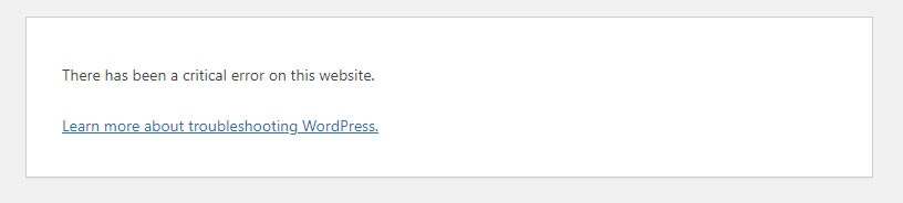 Mensaje de error crítico de WordPress