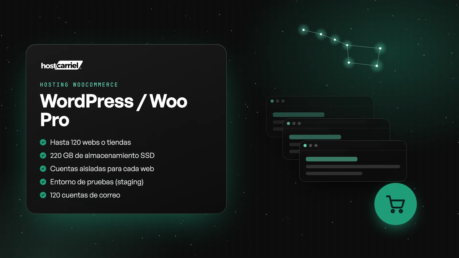 Plan WordPress / Woo Pro de HostCarriel: hosting para tiendas WooCommerce